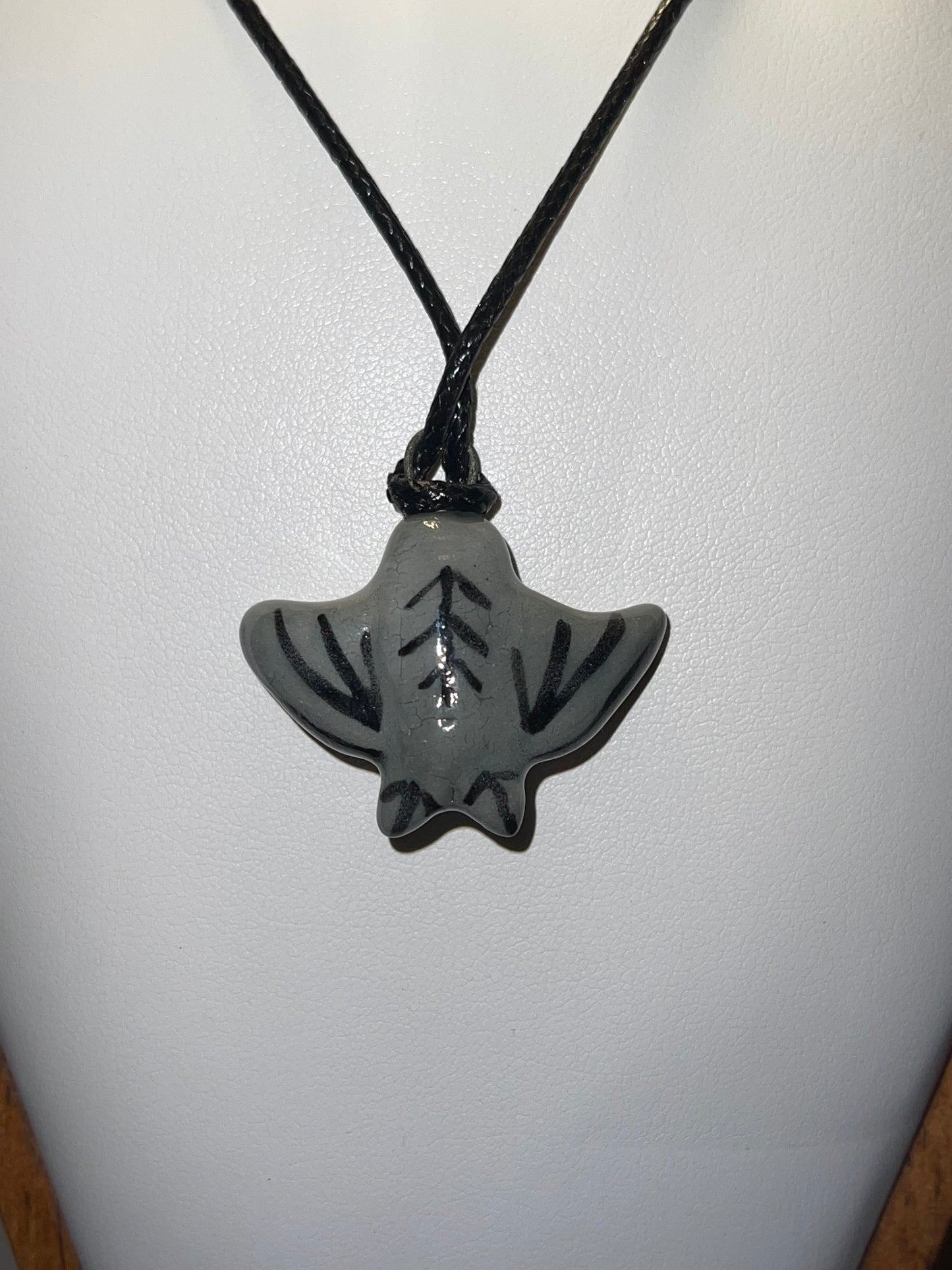 Gray Bat Ceramic Necklace