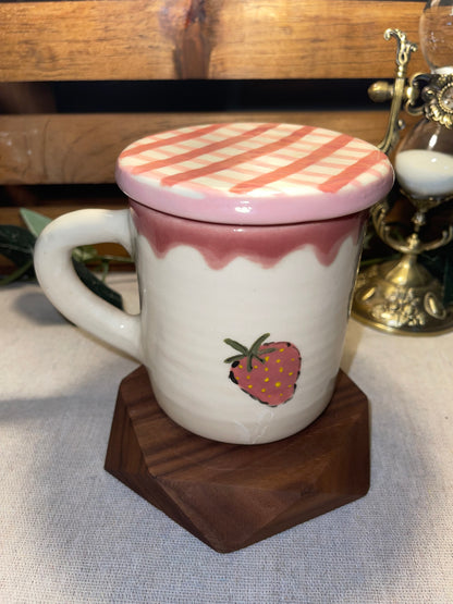 Strawberry Jam Jar Lidded Mug