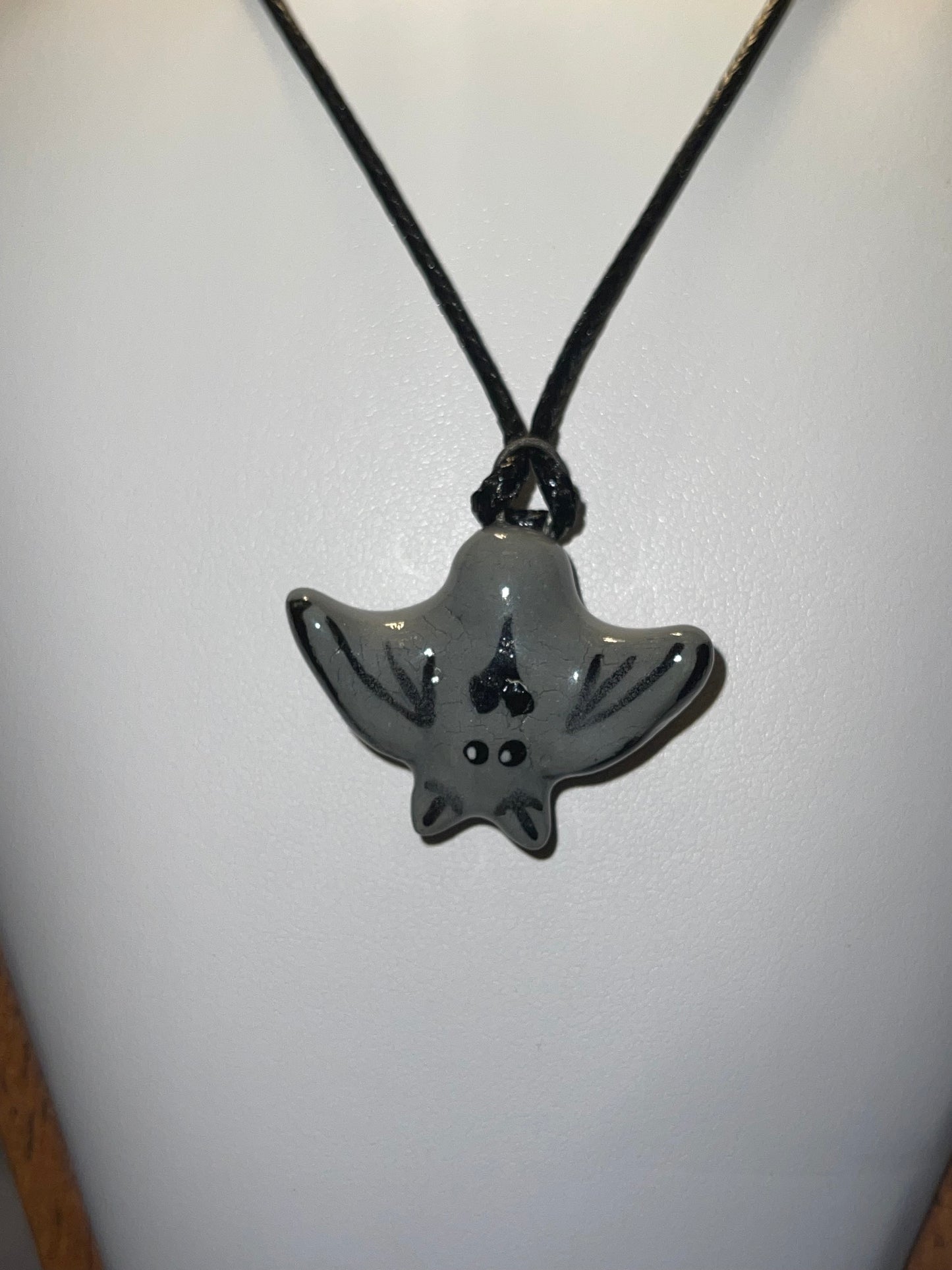Gray Bat Ceramic Necklace