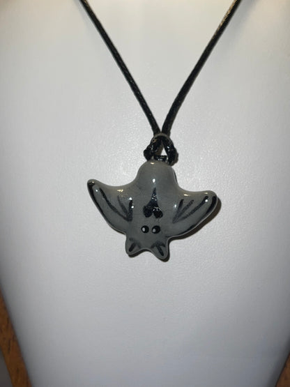Gray Bat Ceramic Necklace
