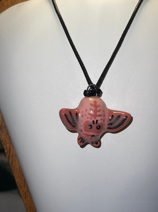 Pink Bat Ceramic Necklace