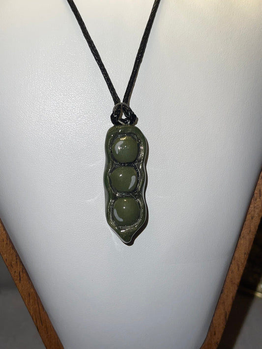 Three Peas in a Pod Ceramic Necklace