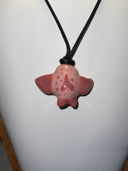 Pink Bat Ceramic Necklace