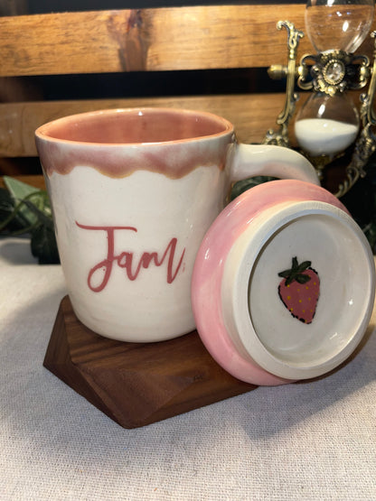Strawberry Jam Jar lidded Mug