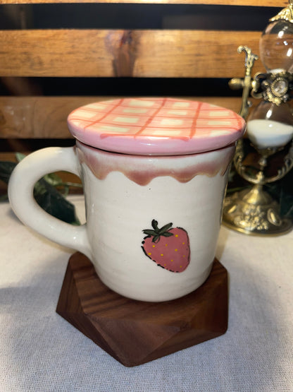 Strawberry Jam Jar lidded Mug