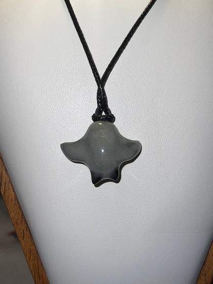 Gray Bat Ceramic Necklace