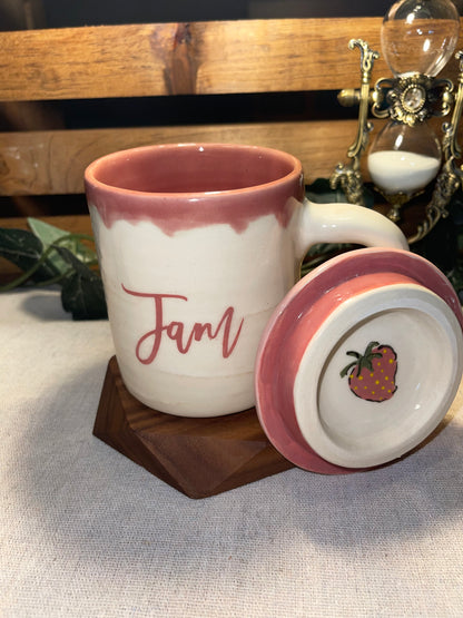 Strawberry Jam Jar Lidded Mug