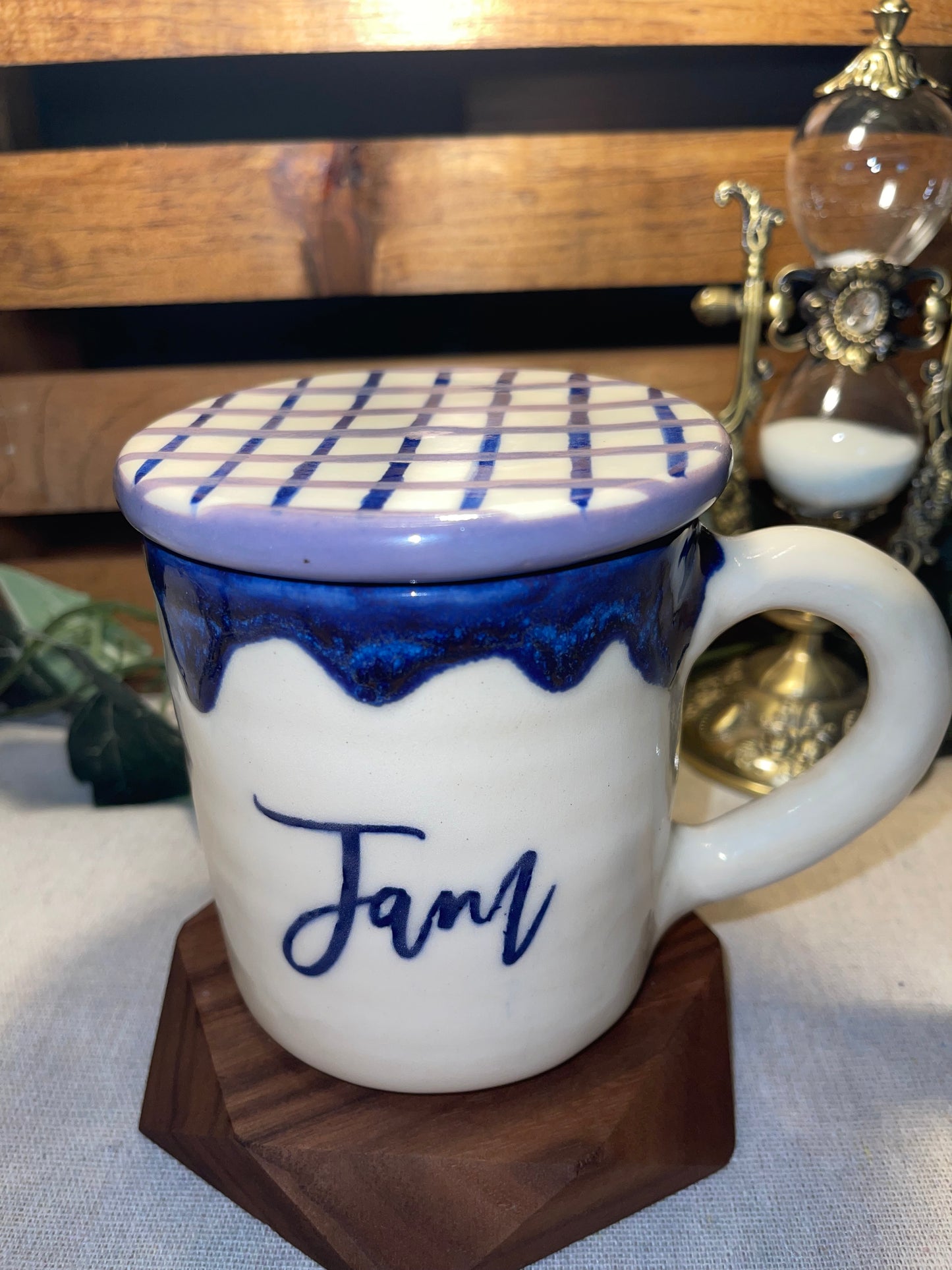 Blueberry Jam Jar Lidded Mug