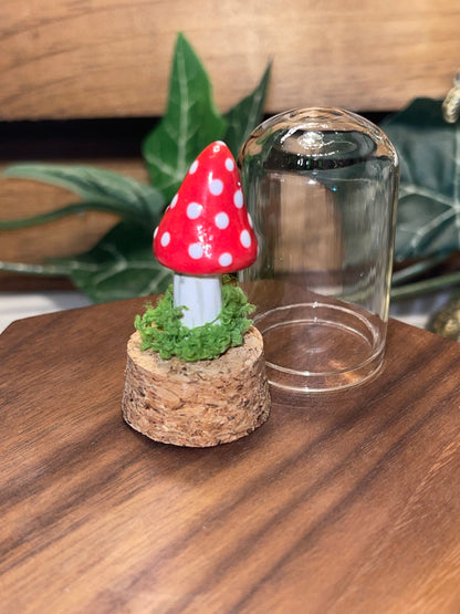 Ceramic Mushroom in a Glass Dome
