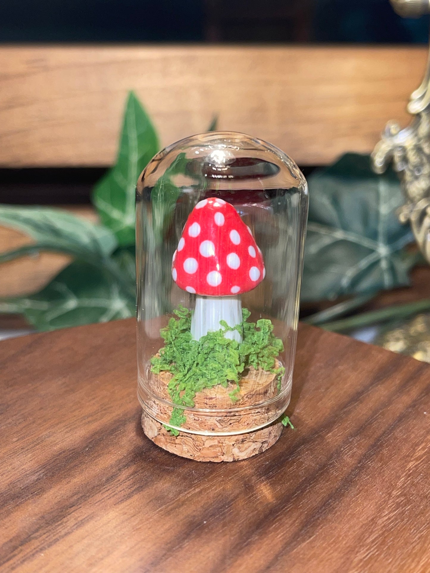 Ceramic Mushroom in a Glass Dome