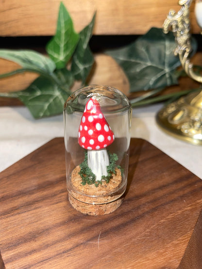 Ceramic Mushroom in a Glass Dome