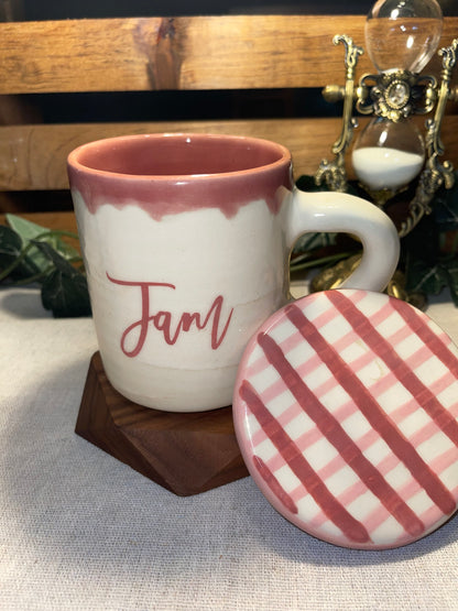Strawberry Jam Jar Lidded Mug