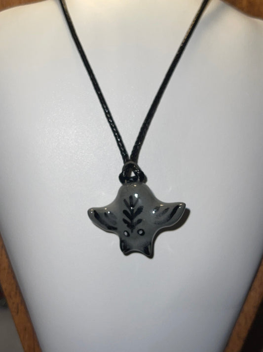 Gray Bat Ceramic Necklace