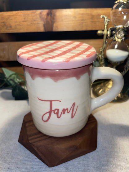 Strawberry Jam Jar Lidded Mug
