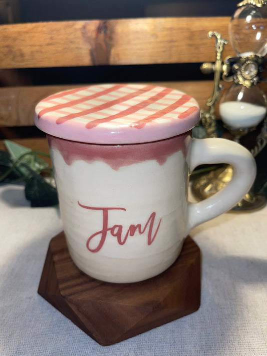 Strawberry Jam Jar Lidded Mug